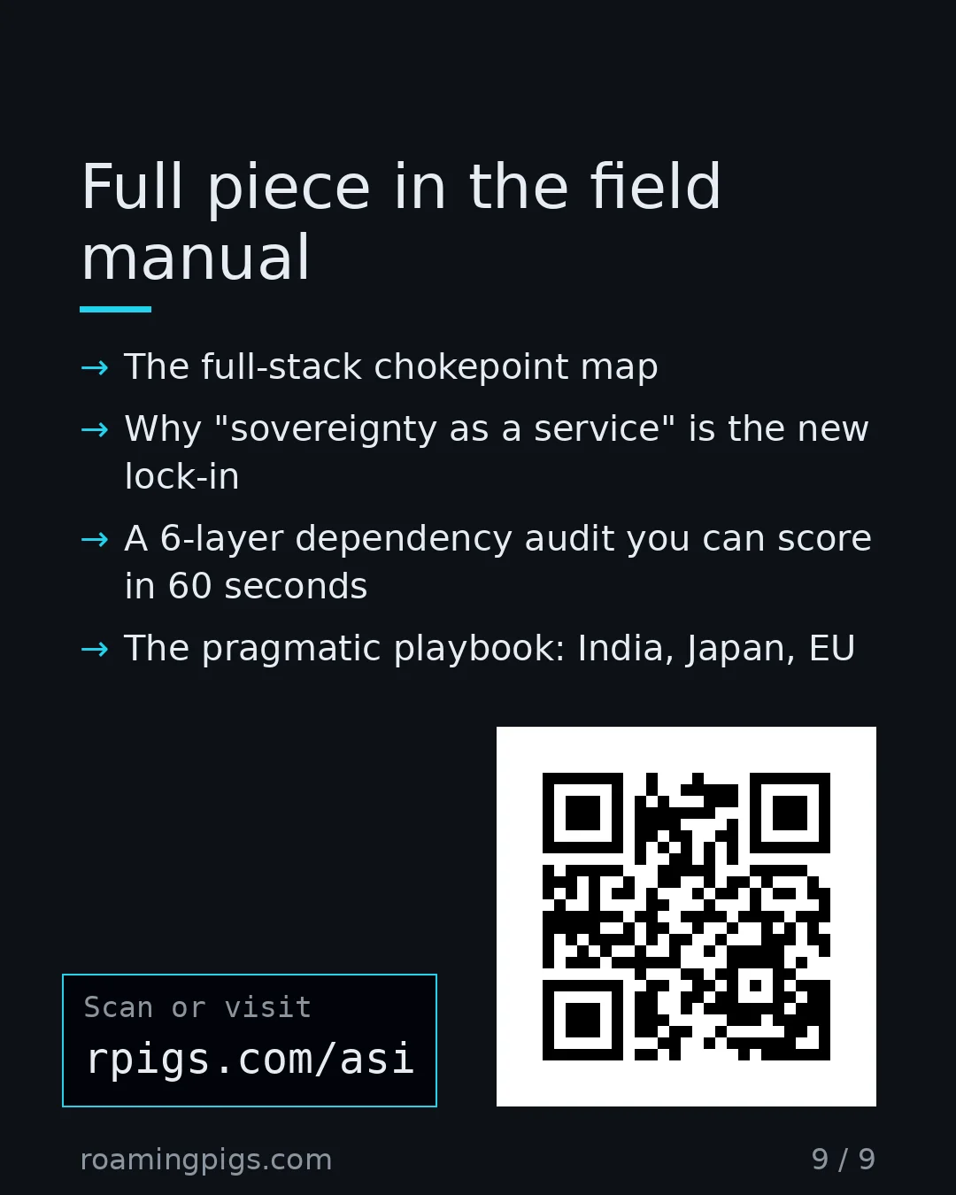 Slide 9 of 9: Call to action: The full-stack chokepoint map Why "sovereignty as a service" is the new lock-in A 6-layer dependency audit you can score in…