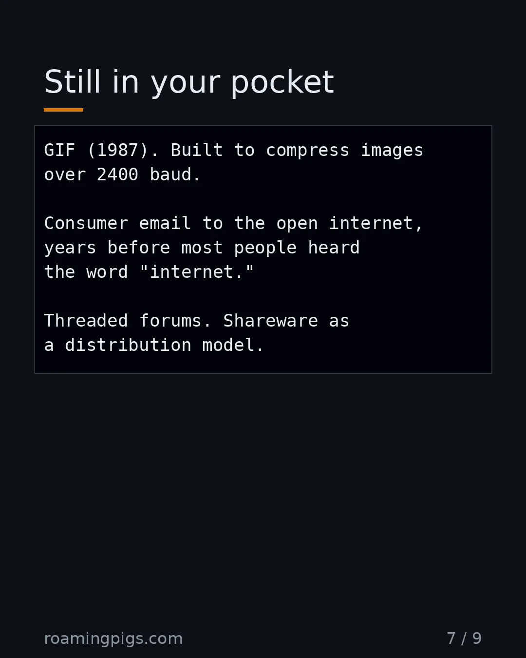 Slide 7 of 9: Still in your pocket. Code example
