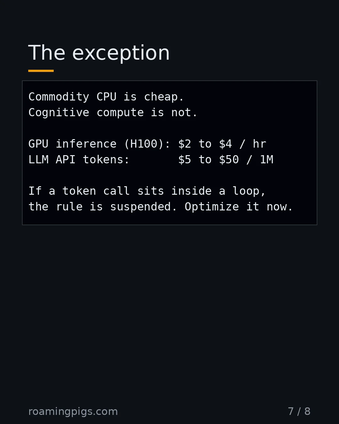 Slide 7 of 8: The exception. Code example