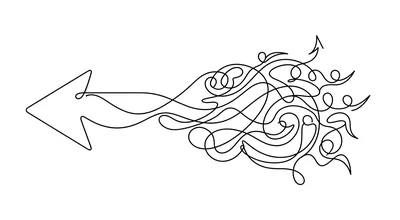 Line drawing of five backup paths converging on an empty storage bucket