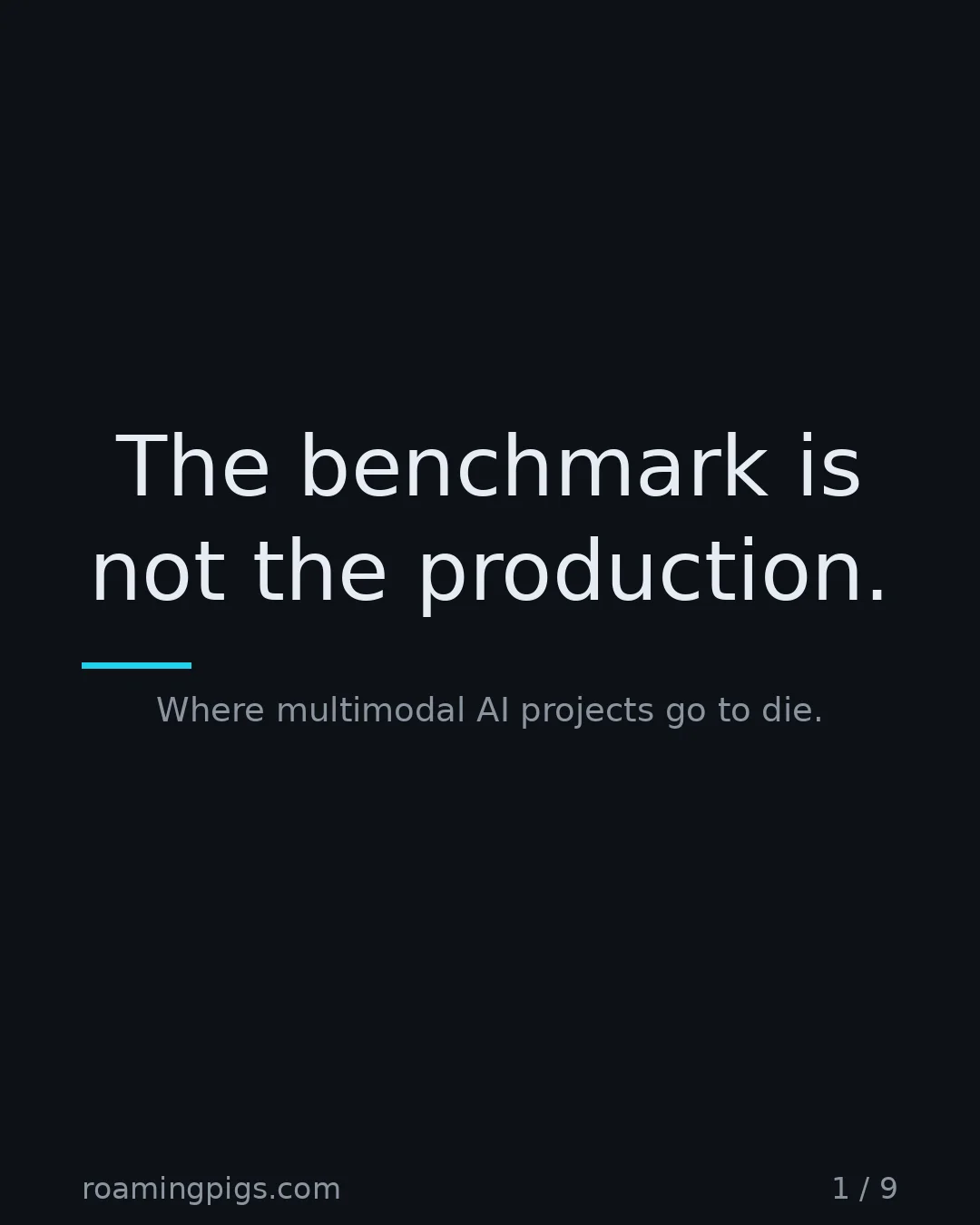 Slide 1 of 9: The benchmark is not the production.. Where multimodal AI projects go to die