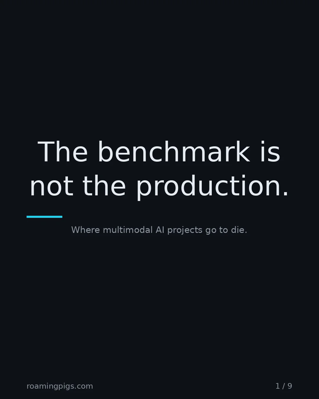 Slide 1 of 9: The benchmark is not the production.. Where multimodal AI projects go to die