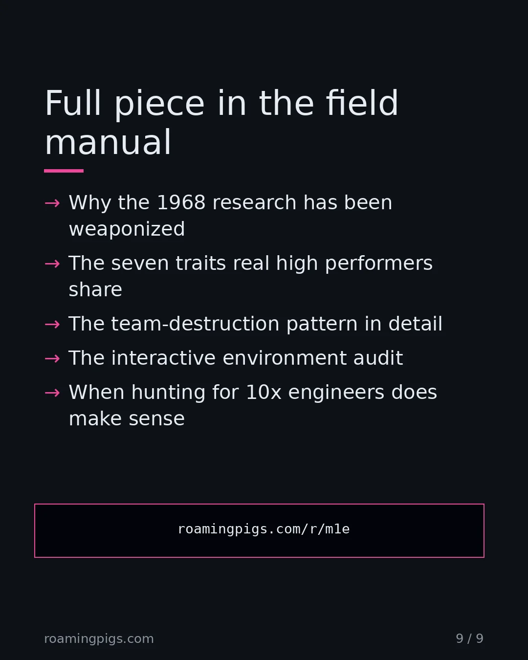 Slide 9 of 9: Call to action: Why the 1968 research has been weaponized The seven traits real high performers share The team-destruction pattern in…