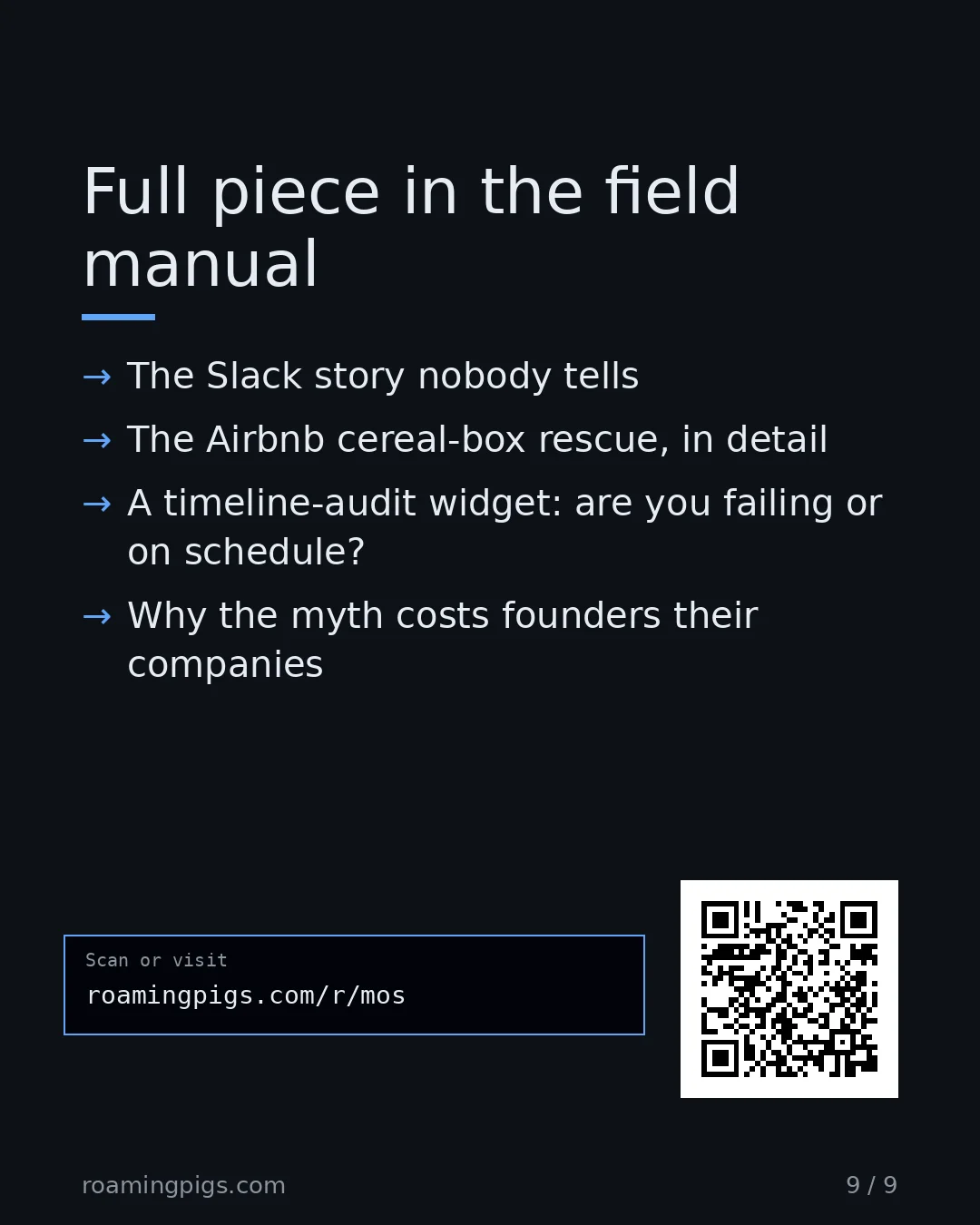 Slide 9 of 9: Call to action: The Slack story nobody tells The Airbnb cereal-box rescue, in detail A timeline-audit widget: are you failing or on…