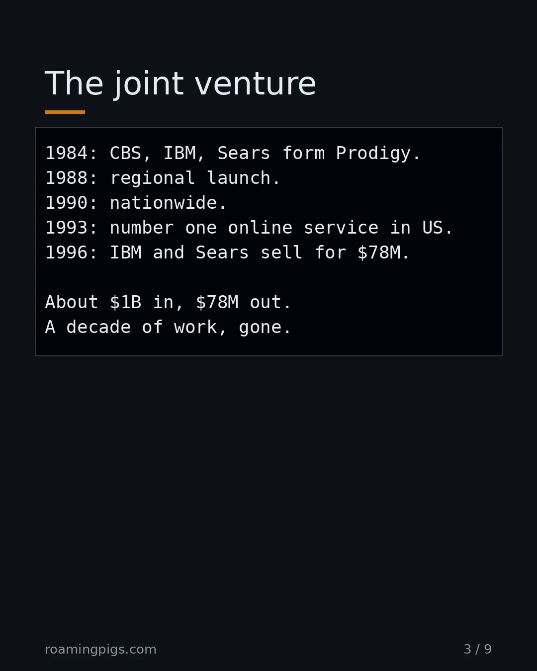 Slide 3 of 9: The joint venture. Code example