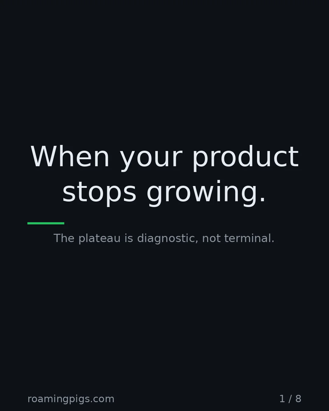 Slide 1 of 8: When your product stops growing.. The plateau is diagnostic, not terminal