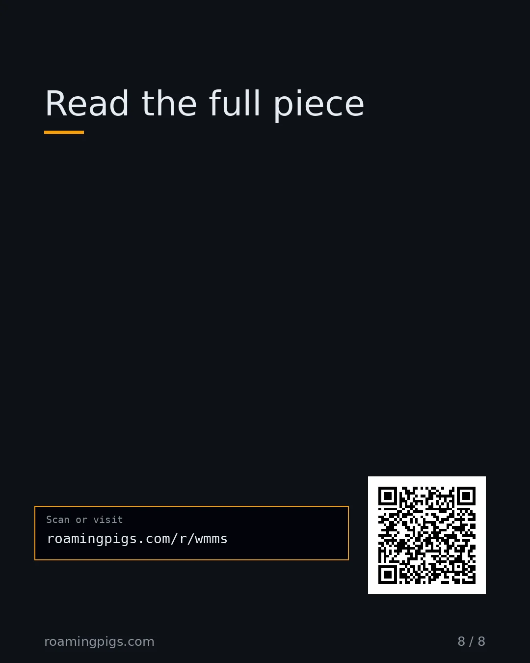 Slide 8 of 8: Call to action: The companion piece indicts microservices as a default. This one names the cases where they earn their cost. Full decision…