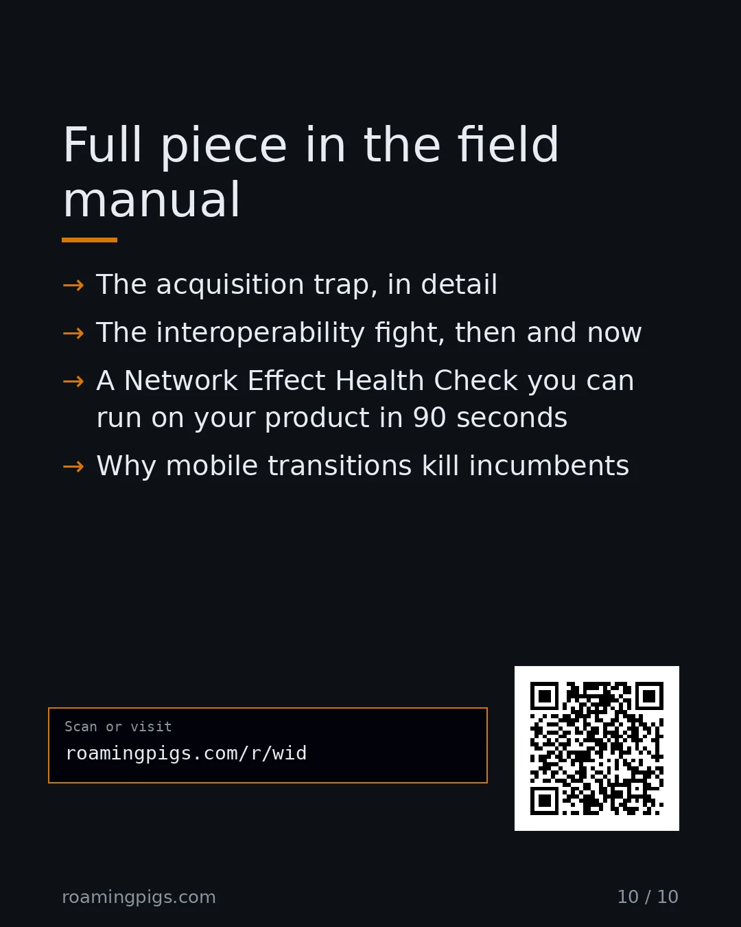 Slide 10 of 10: Call to action: The acquisition trap, in detail The interoperability fight, then and now A Network Effect Health Check you can run on your…